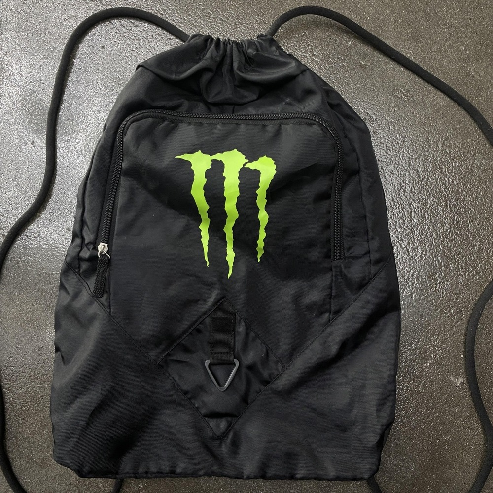 Y2k Monster Energy Drawstring Backpack Black 22" … - image 2